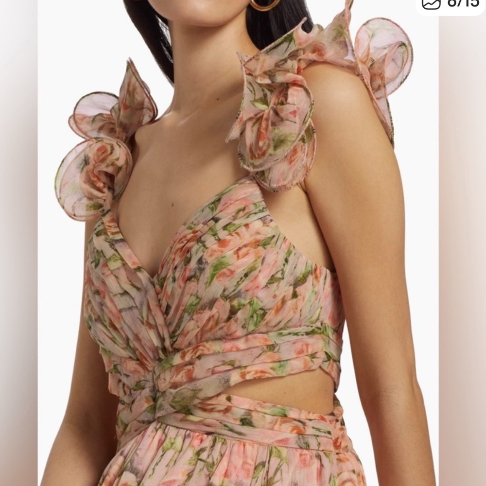 ASTR Peach Floral Ruffle Maxi Dress - Picture 2 of 10